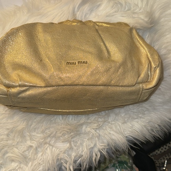 Miu Miu Clutch Bag Pouch Multi Case Leather in Gold EUC - Picture 8 of 13